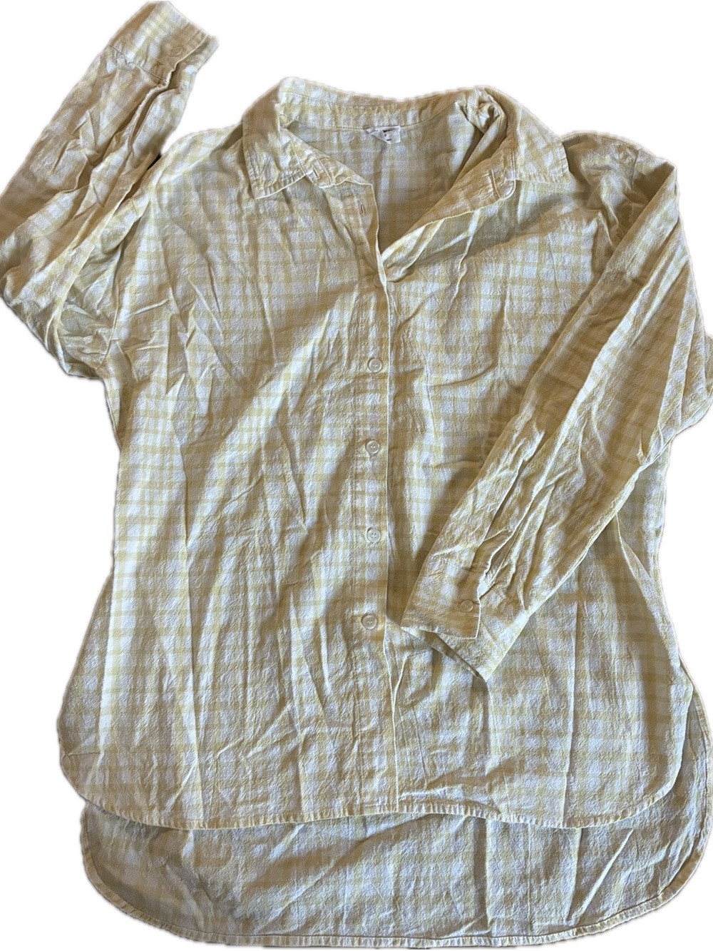 Cotton On Light Yellow Plaid Button-Up Shirt